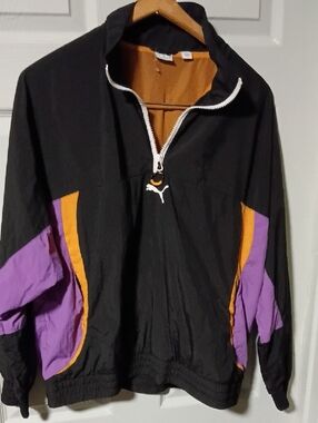 Puma Black Windbreaker Jacket with Purple and Orange Accents